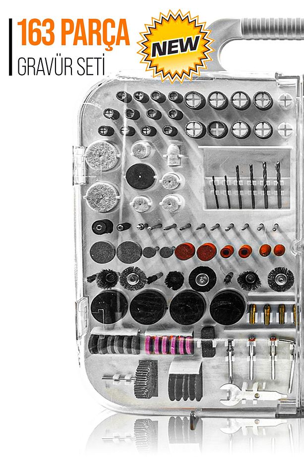 Pro 163 Parça Dramel 6 Devir Ayarlı Pvc Çantalı Hobi Gravür Seti Mini Taşlama Esnek Şaft Hediye - 2