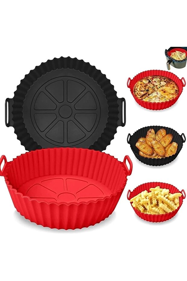 2-Piece Airfryer Silicone Cooking Bowl 20 Cm