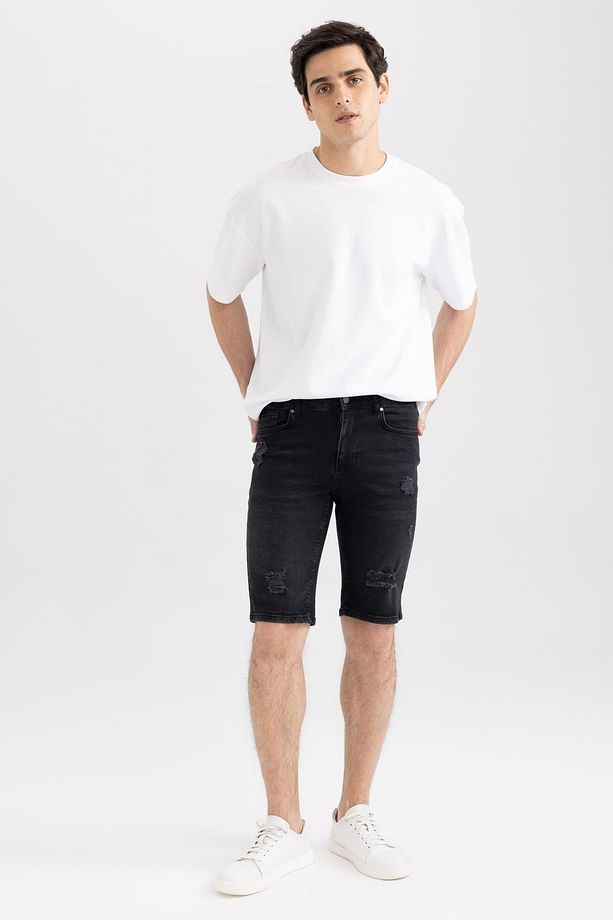 Slim Fit Dar Kalıp Normal Bel Dar Paça Jean Bermuda Şort A6434ax23sm - 2