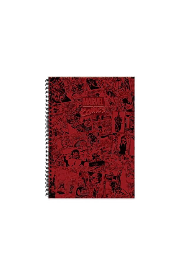 مفكرة مارفل حلزونية، غطاء صلب، مربعات، 100 ورقة، (17x24 سم)، أحمر كلاريت