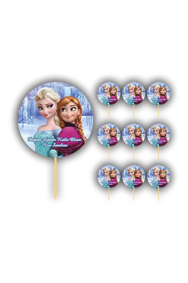 10 Adet Elsa Ve Arkadaşları Frozen Karlar Ülkesi Kürdanlı Cupcake Pasta Süsü Süsleme Kalın Kağıt - 1