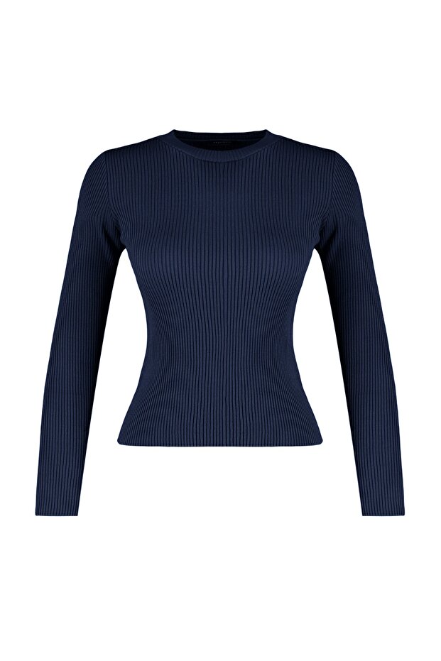 Lacivert Basic Fitilli Triko Kazak TWOAW22KZ1708 - 6