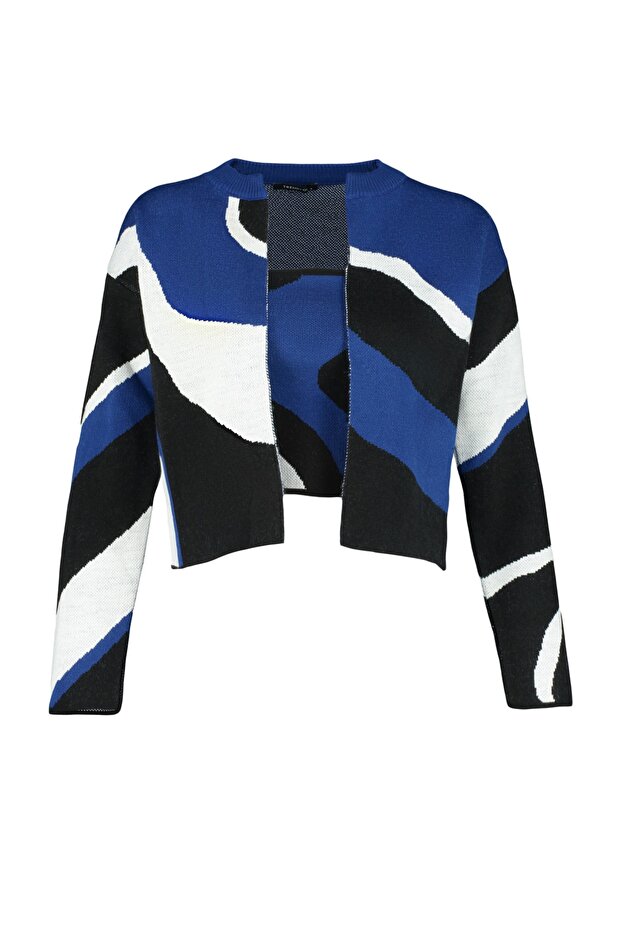 Saks Desenli 2'li Bluz-Hırka Triko Hırka TWOAW23HI00223 - 6