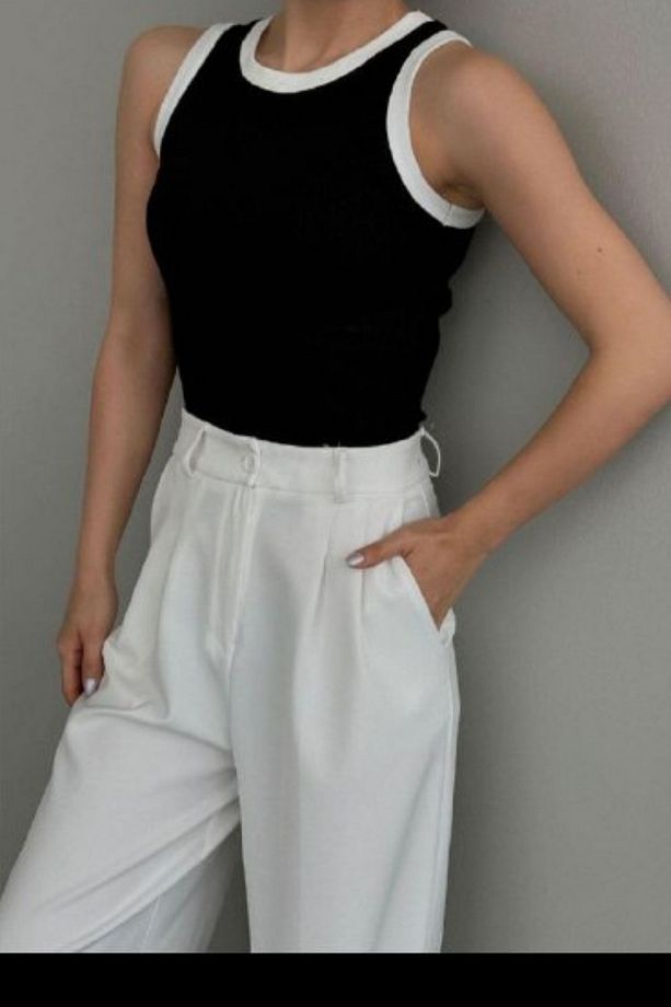 Siyah Beyaz Crop-kadın Atlet-bluz Rpt Atlet-crop- - 1