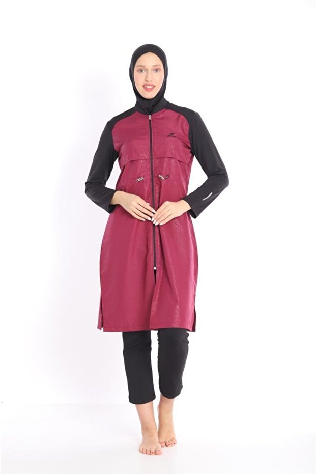 Black Hijab Swimsuit with Lycra Sleeves