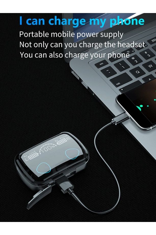 Earbuds Kulak Içi Tws Bluetooth Kulaklık Çift Mikrofonlu Powerbankli Kablosuz Wireless Bulutut M10 - 4