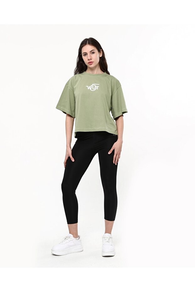 Khaki T-shirt with Print Detail
