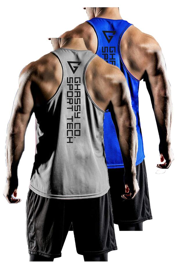 Pack of 2 Men's Dry Fit Y-back Gym Fitness Athlete Gym-101