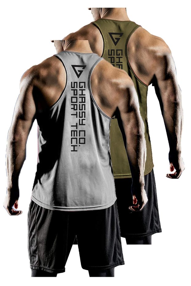 Pack of 2 Men's Dry Fit Y-back Gym Fitness Athlete Gym-101