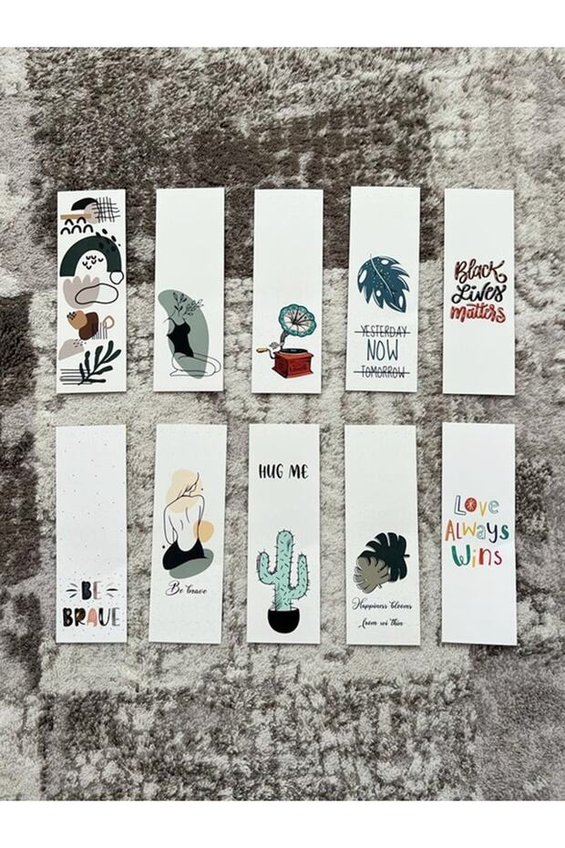 Motto Design Colorful Mixed 10 Pieces Bookmark Set Pytkayrac104
