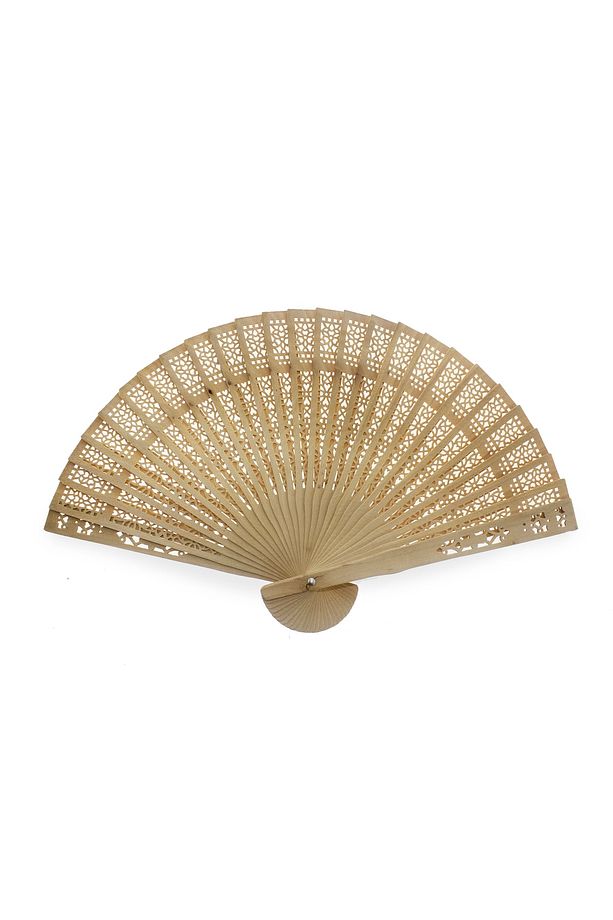 12 Adet 33cm Ahşap Bambu Yelpaze - 1