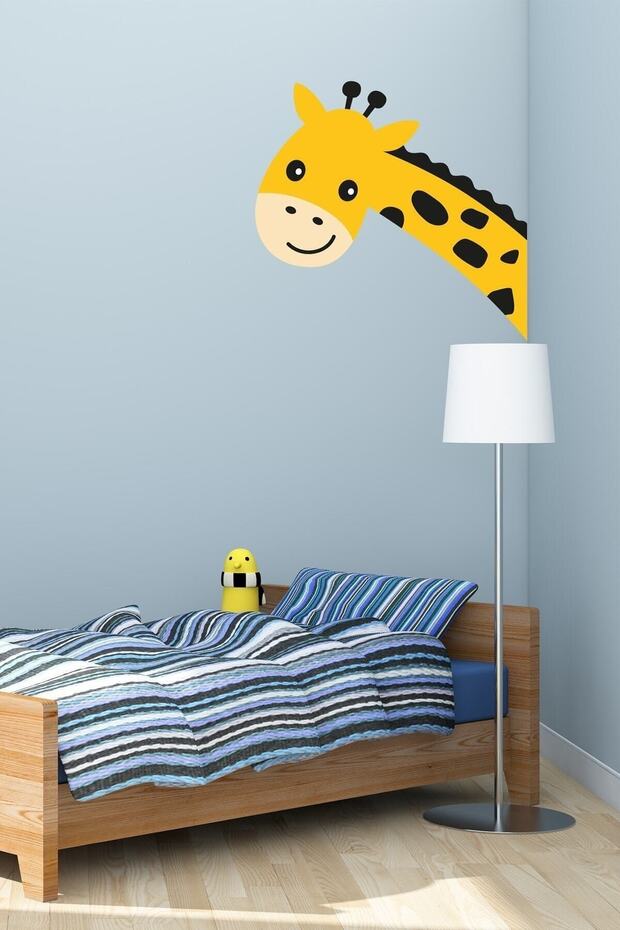 Sevimli Zürafa Kafa Duvar Sticker - 2