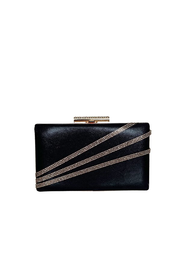 Black Color Gold Case Rose Stone Evening Bag Evening Bag Wedding Engagement Portfolio