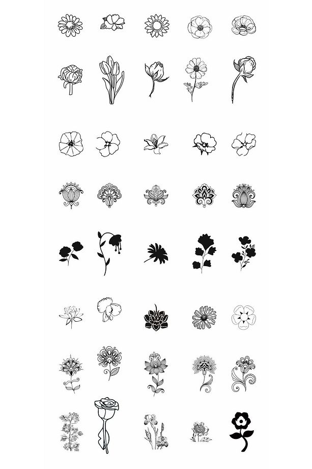 Minimal Çiçek Geçici Vücut Dövmesi - 1