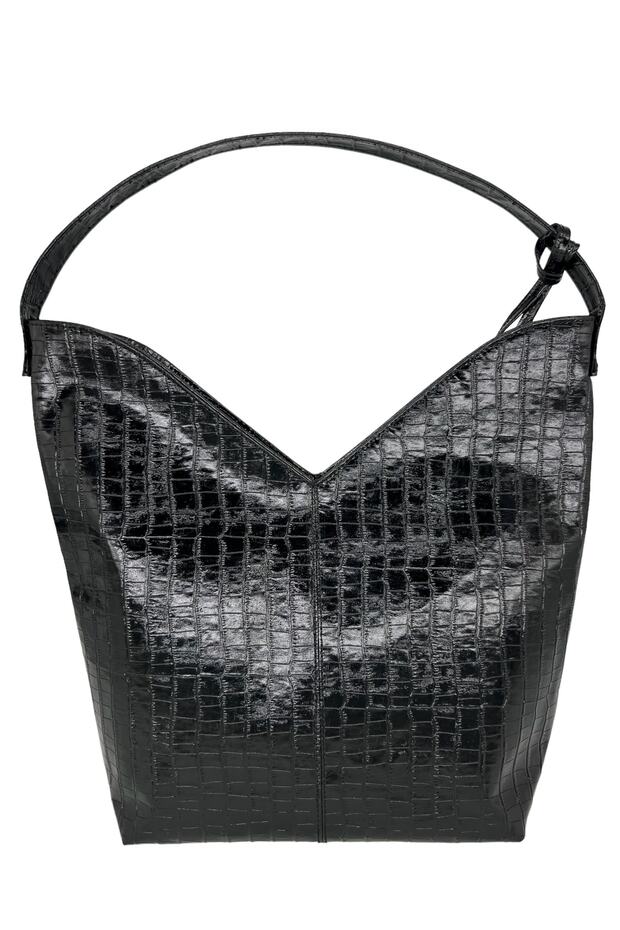 Norwich 100% Genuine Leather Women's Shoulder Bag Crocodile Print, Three Compartments, Wallet Bag (Black)