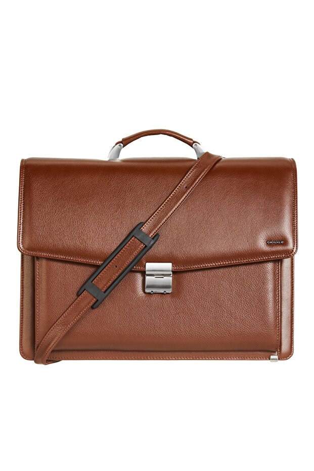 4211 Genuine Leather Laptop Compartment Briefcase Brown