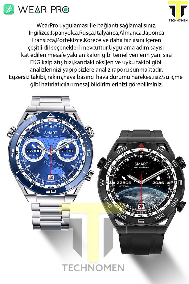 Smart Watch Dt Ultramate Elite Akıllı Saat Android Ios Uyumlu Çift Kordon Siri Nfc Gps - 4
