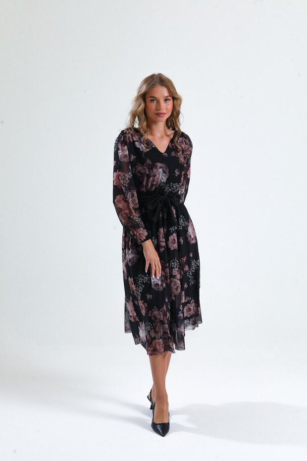 Onü Ve Arkası V Ciceklı Elbise Günlük Ve Özel Gün Elbise - 2