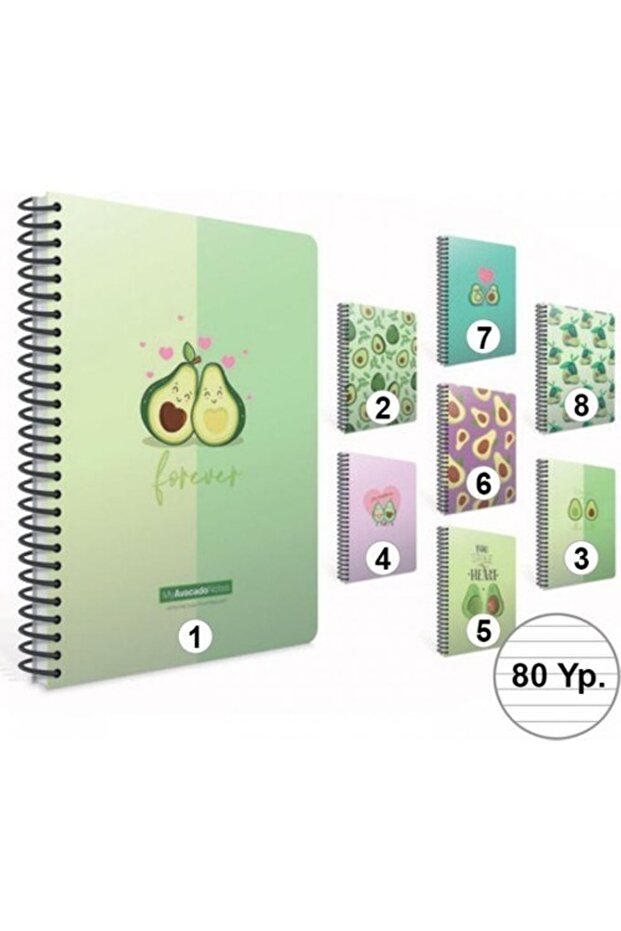 دفتر ملاحظات بالأفوكادو مقاس A5 مكون من 80 ورقة مربعة - 1