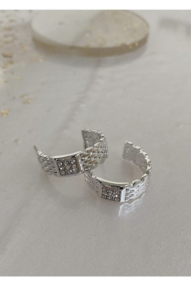 Zircon Stone Silver Earrings
