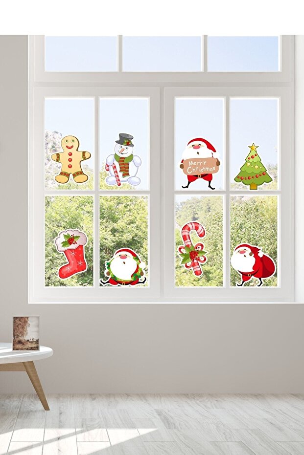 New Year Santa Claus Merry Christmas Wall Sticker Set