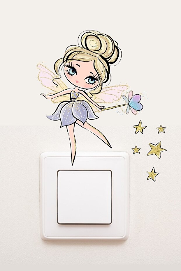 - مقبس - ملصق مقبس مزخرف لغرفة الأطفال من Star Fairy - Sim771