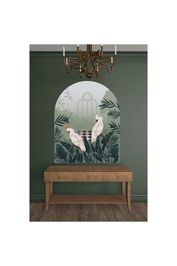 Dreamwallart الببغاوات البيضاء الاستوائية ملصق الحائط مجموعة ملونة