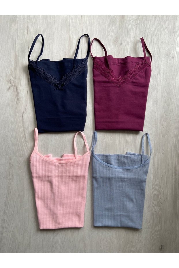 Women's Pente Ribbed and Lacy 4-Piece Undershirt