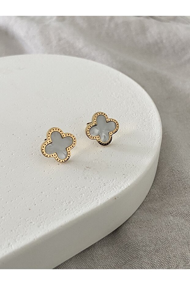 Basic Çelik Yonca Küpe - 2