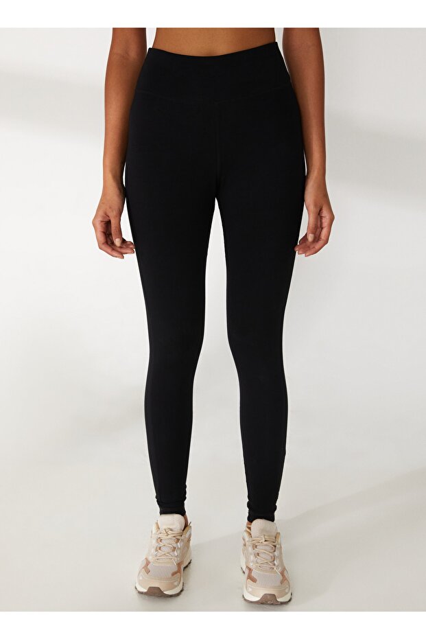 Basic High Rise Kadın Siyah Tayt - 4