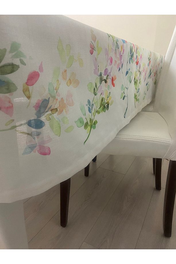 Keten Görünümlü Dertsiz Simli Masa Örtüsü 150x210 - 7