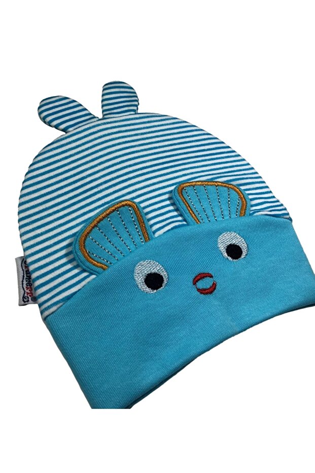 Balık Nakıslı Bebek Pamuklu Bere - 2