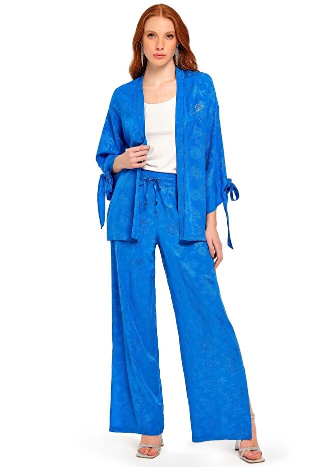 Anvelop Mavi Jakarlı Hırka - 1