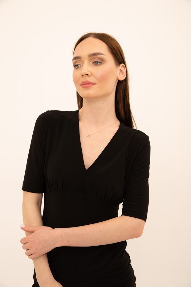 Siyah V Yaka Bluz - 6