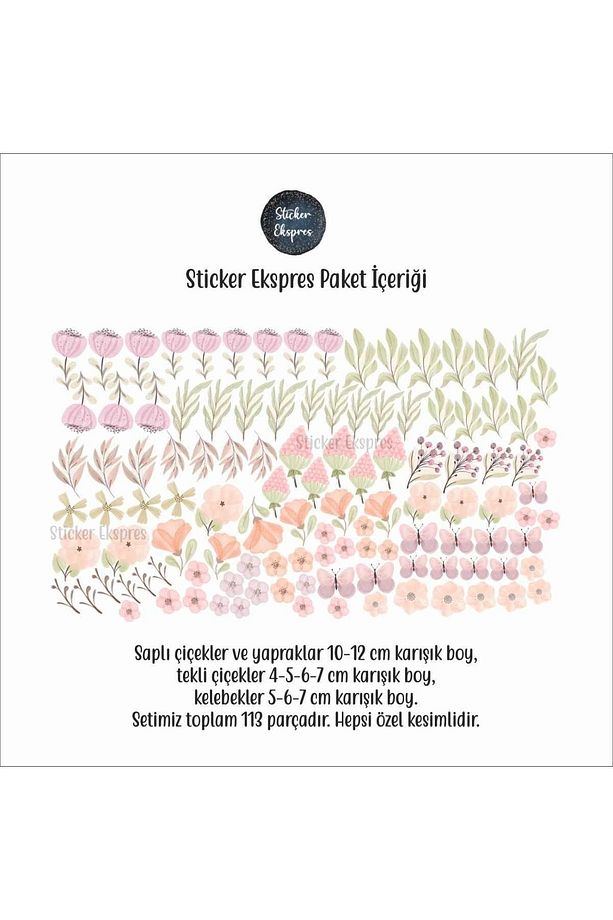 Kır Çiçekleri Çiçek Çocuk Odası Duvar Sticker Seti - 3