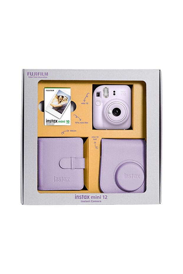 Mini 12 Leylak Moru - Bundle Box Anında Foto Veren Kamera