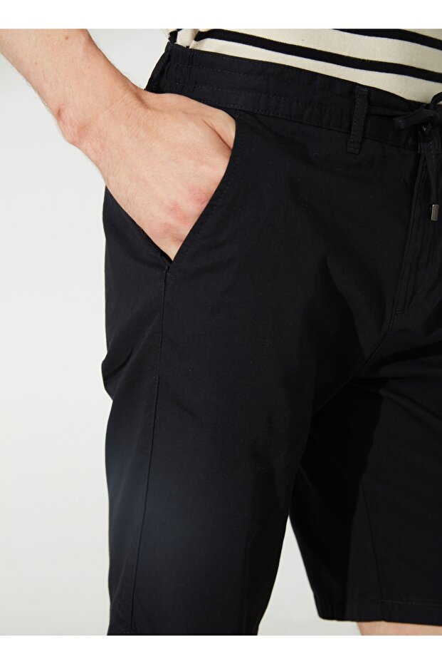 Düşük Bel Basic Siyah Erkek Bermuda Şort Lısbon - 4