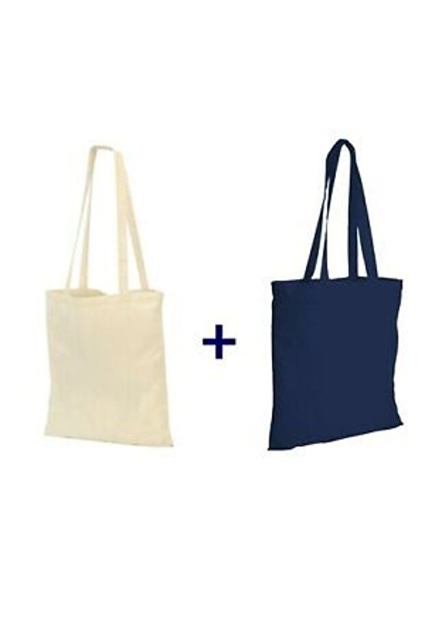2 Black Cream Cloth Bags