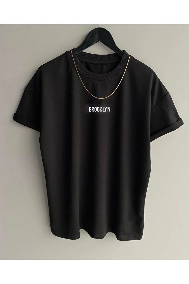 Kids Black Brooklyn Printed Oversize Children's T-shirt