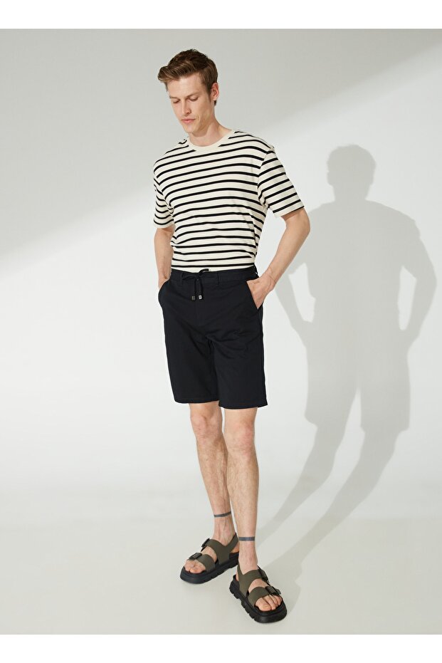 Düşük Bel Basic Siyah Erkek Bermuda Şort Lısbon - 2