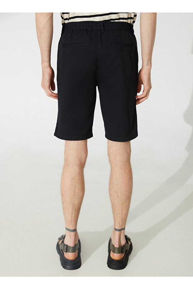 Düşük Bel Basic Siyah Erkek Bermuda Şort Lısbon - 5