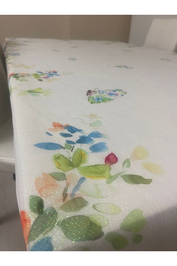 Keten Görünümlü Dertsiz Simli Masa Örtüsü 150x210 - 5
