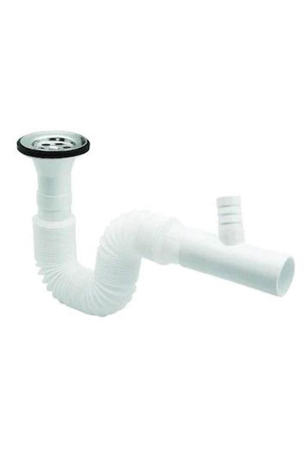 Körüklü Mutfak Lavabo Sifonu Gider Borusu Çamaşır Bulaşık Makine Çıkışlı - 2