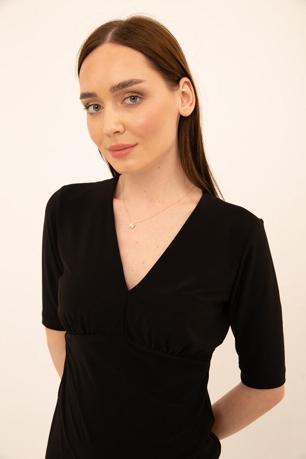 Siyah V Yaka Bluz - 7