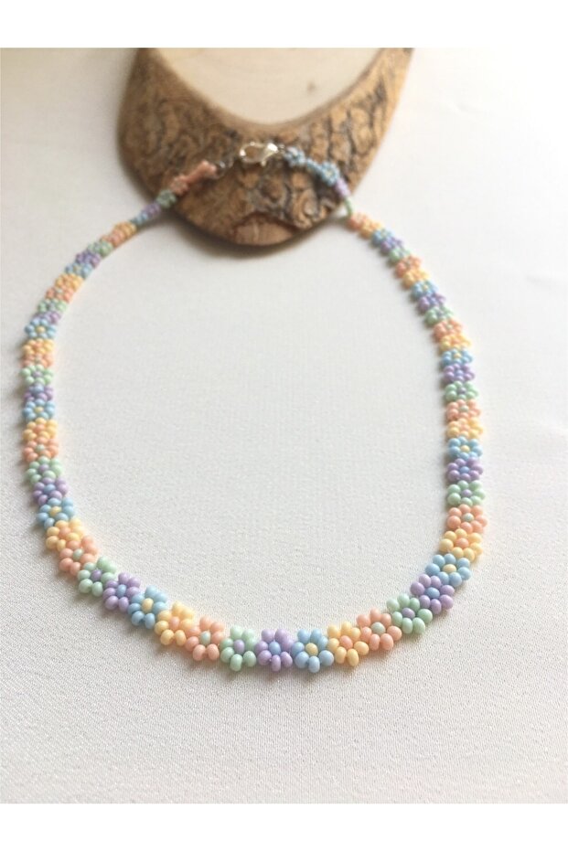 Minimal Boncuk Sık Papatya Kolye - 2