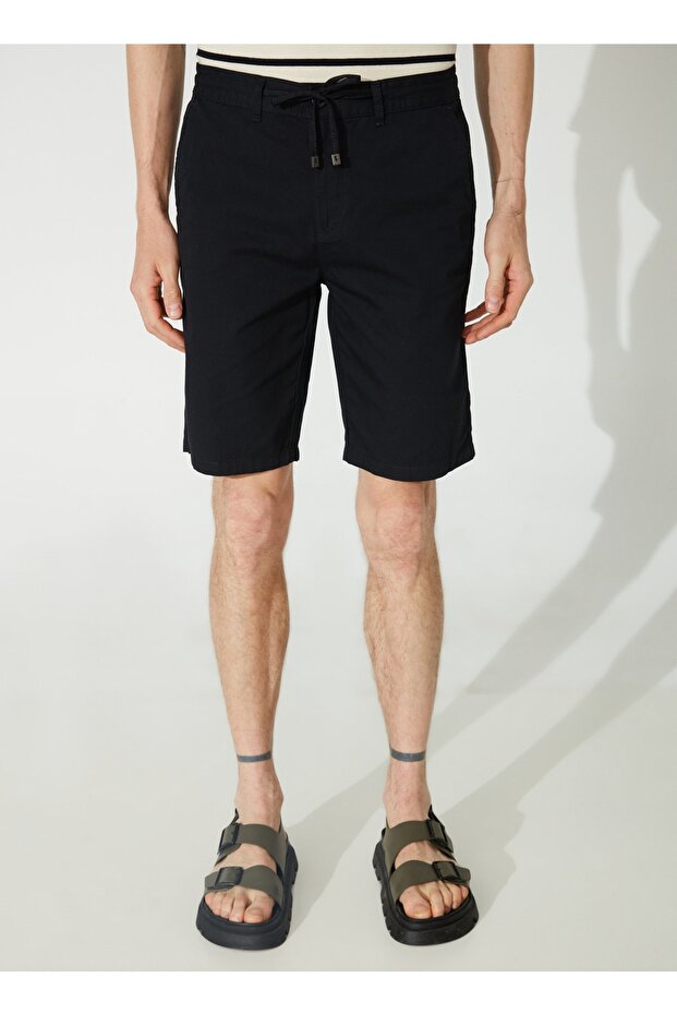 Düşük Bel Basic Siyah Erkek Bermuda Şort Lısbon - 3