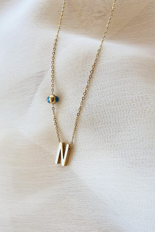 Çelik Harf Kolye - N - 1