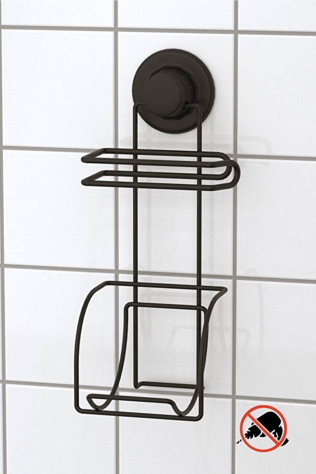 Drilling Screw Drill Not Available! Vacuum Toilet Paper Holder with Adhesive Refills Matte Black Dm282