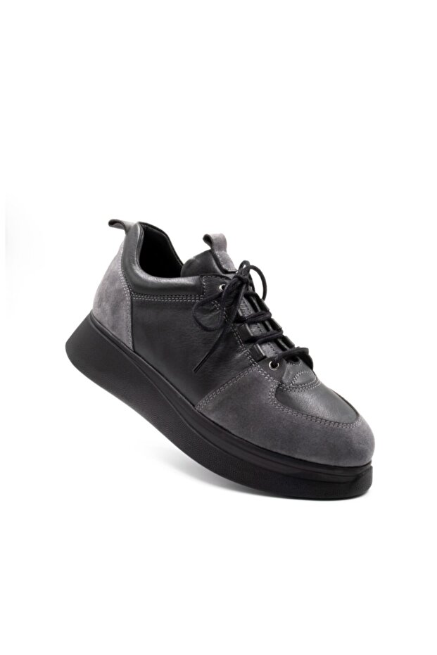 Kadın Gri Kalın Taban Ayakkabı - 6