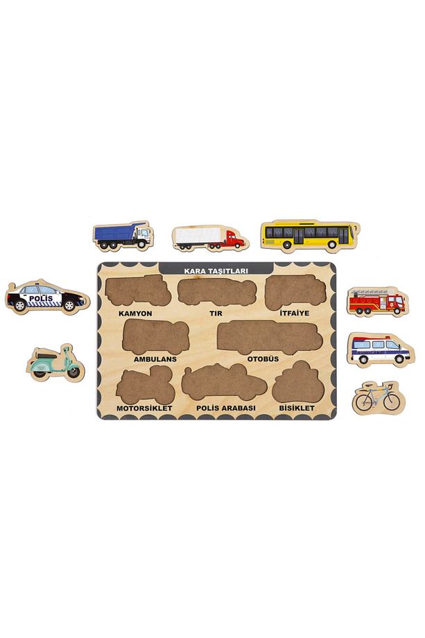 Kara Taşıtları Ahşap Bul -Tak Puzzle - 2
